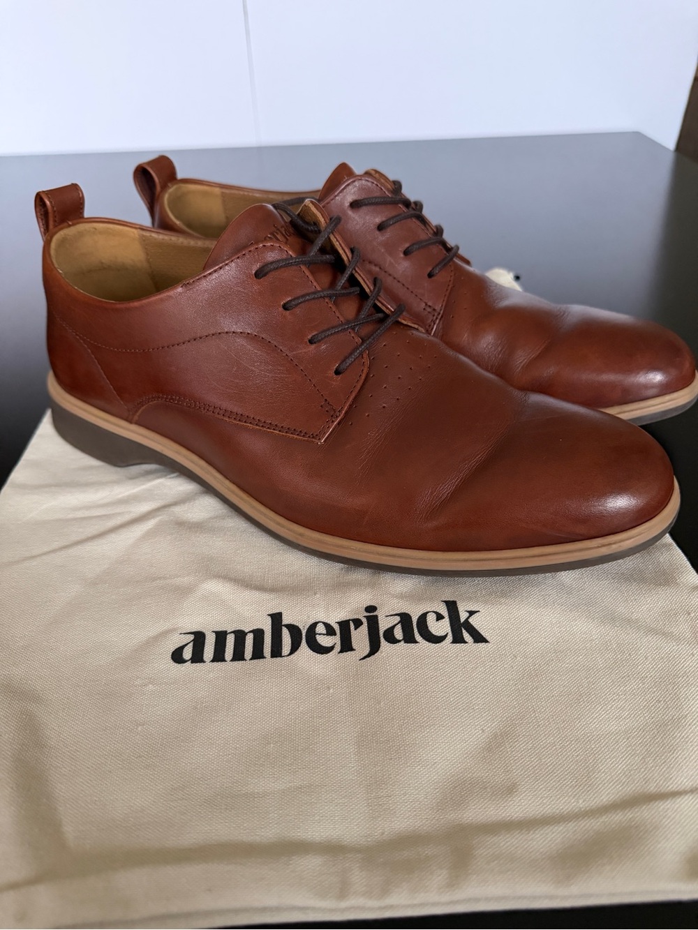 Amberjack Men's Classic Chestnut Full-Grain Leather Lace-up Shoes